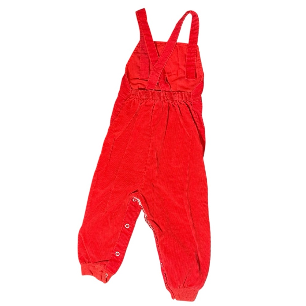 🏈 VINTAGE Red Corduroy Toddler Overalls – Football Helmet Patch - Picture 5 of 7